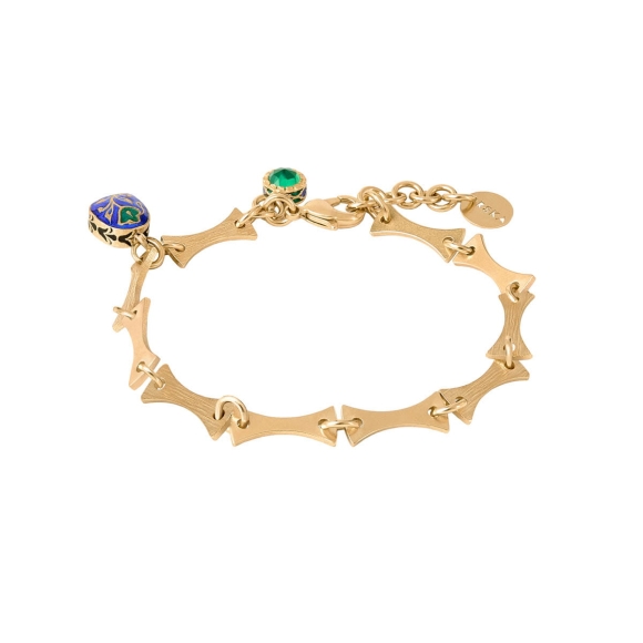 Gold-plated bracelet with a hand-decorated pendant from the Minakari collection