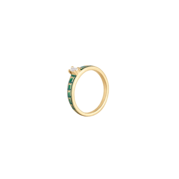 Gold-plated ring with green decorations from the Minakari collection