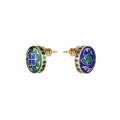 Green and blue stud earrings from the Minakari collection - ORSKA jewelry