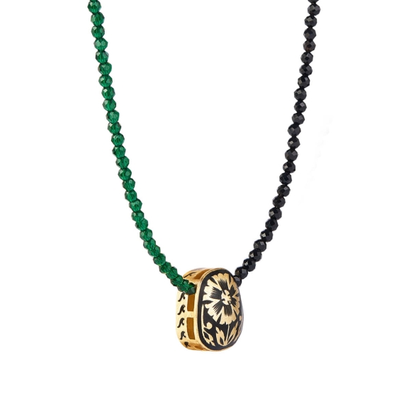 Necklace with a dark, double-sided pendant from the Minakari collection - ORSKA jewelry