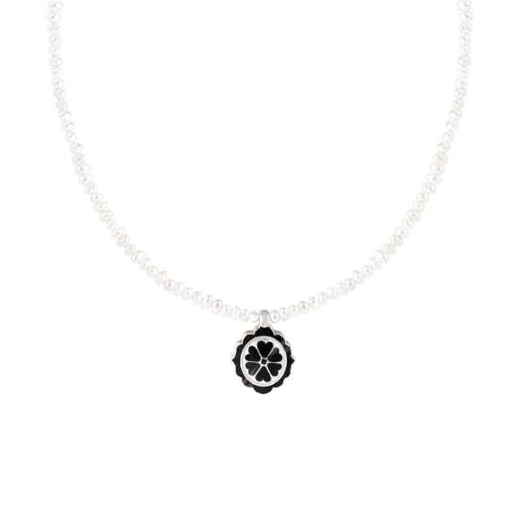 Pearl necklace with a double-sided pendant from the Minakari collection - ORSKA jewelry