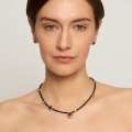 Black onyx necklace with silver, enameled Minakari ORSKA pendants