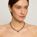 Black onyx necklace with silver Minakari enamel pendants ORSKA