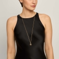 Gold-plated necklace with a black enamel pendant - Minakari ORSKA