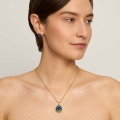 Silver, gold-plated necklace with a green and blue pendant - Minakari ORSKA
