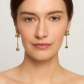 Gold-plated earrings with green and blue pendants from the Minakari collection - ORSKA jewelry