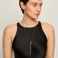 Gold-plated tassel necklace with enameled pendant from the Minakari collection - ORSKA jewelry