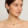 Pearl necklace with a green and blue enameled pendant from the Minakari collection - ORSKA jewelry