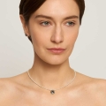 Pearl necklace with a black enameled pendant from the Minakari collection - ORSKA jewelry