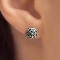 Silver earrings with black decorations - ORSKA jewelry