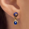 Navy blue flower earrings from the Minakari collection - ORSKA
