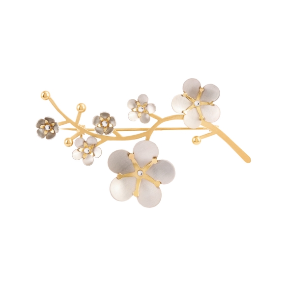 Brooch with light cherry blossom flowers from the Plantis collection