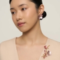 Brooch with pink cherry blossom flowers from the Plantis collection - ORSKA