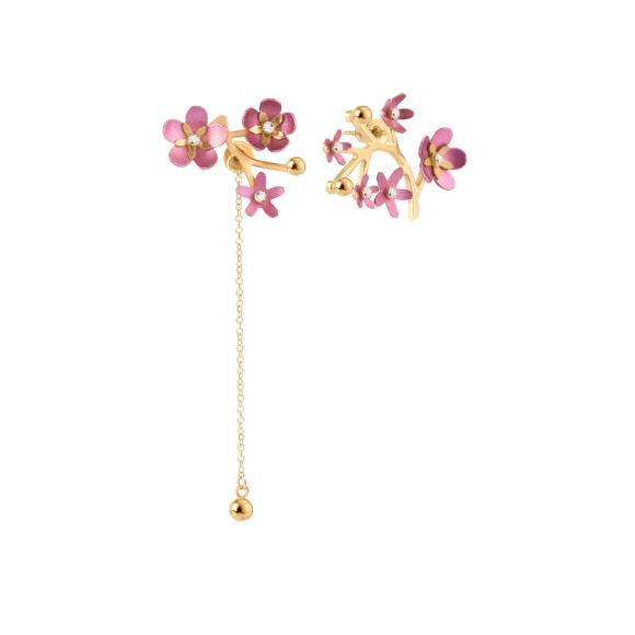 Asymmetrical earrings with cherry blossom flowers from the Plantis collection - ORSKA