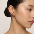 Asymmetrical earrings with pink blooming cherry blossom flowers - ORSKA jewelry