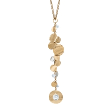 Long gold-plated necklace with silver pendants and crystals from the Rundo collection