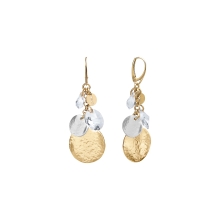 Dangle gold and silver earrings with crystals from the Rundo collection