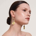 Dangle gold and silver earrings with crystals from the Rundo collection - ORSKA jewelry