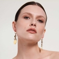 Dangle gold and silver earrings with crystals from the Rundo collection - ORSKA