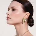 Asymmetrical silver and gold earrings with crystal from Rundo collection -ORSKA