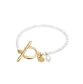 Gold-plated bracelet with pearls and a decorative clasp from the Perle collection