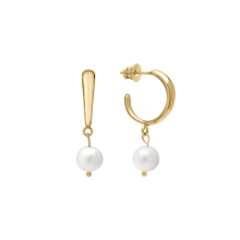 Gold-plated hoop earrings with pearls from the Perle collection