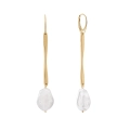 Gold-plated drop earrings with pearls from the Perle collection
