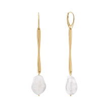 Gold-plated drop earrings with pearls from the Perle collection
