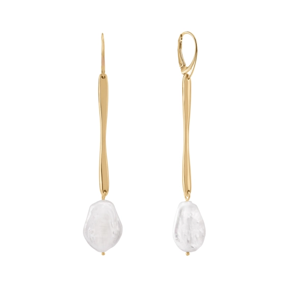Gold-plated drop earrings with pearls from the Perle collection