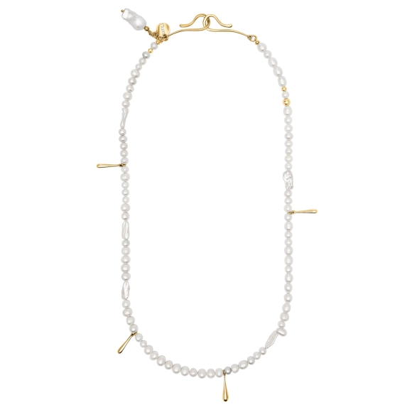 Long pearl chain with gold-plated elements from the Perle collection