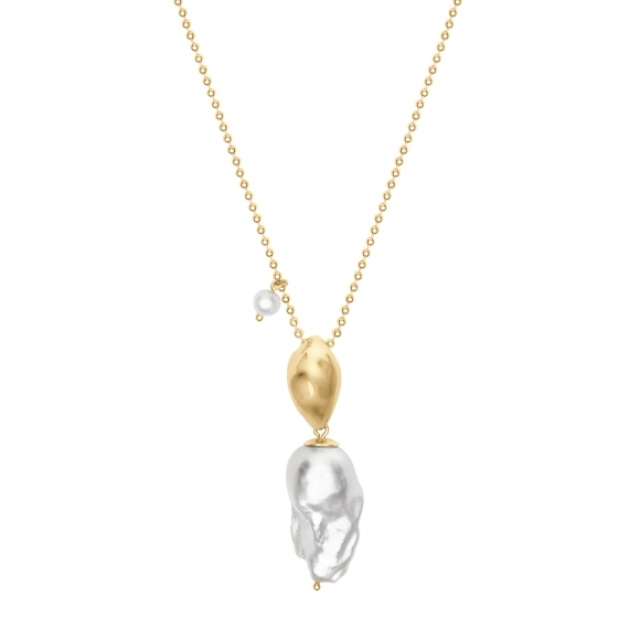 Gold-plated necklace with a baroque pearl from the Perle collection