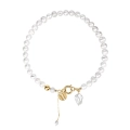 Short gold-plated pearl choker necklace from the Perle collection