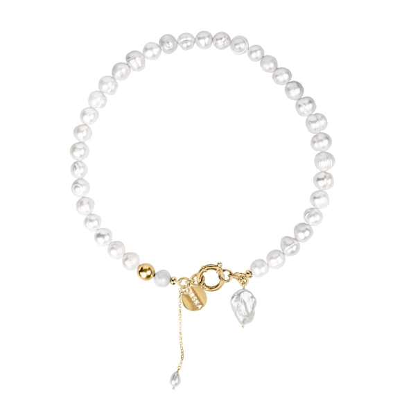 Short gold-plated pearl choker necklace from the Perle collection