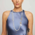 Long pearl necklace with gold-plated elements from the Perle collection - ORSKA jewelry