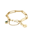Gold-plated link bracelet with malachite pendant