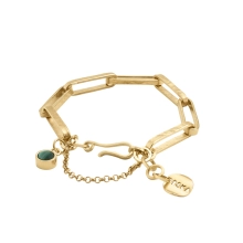 Gold-plated link bracelet with malachite pendant