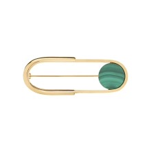 Gold-plated brooch with a green stone from the Malachite collection