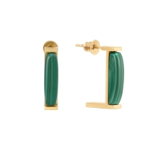 Fine, gold-plated earrings with green malachites