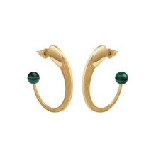 Green malachite hoop earrings