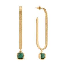 Gold-plated earrings with malachite pendants