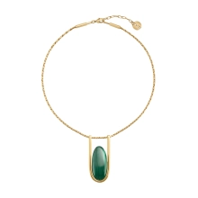 Gold-plated necklace with a large green pendant from the Malachite collection