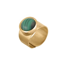 Wide ring with a malachite stone
