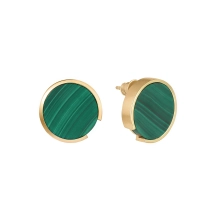 Round earrings with a green stone from the Malachite collection