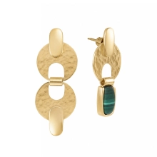 Asymmetric earrings with green malachite