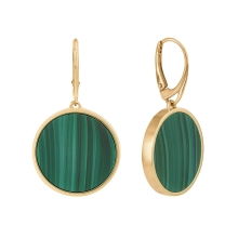 Round, green earrings on a hook from the Malachite collection