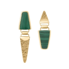 Asymmetric earrings with a green stone from the Malachite collection