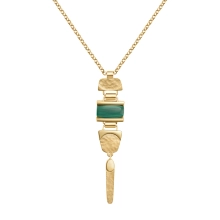 A long necklace with a magnificent green malachite pendant
