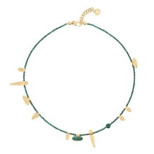 Necklace with gold-plated pendants on a malachite string