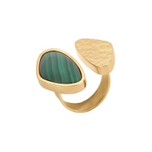 Asymmetrical, gold-plated ring from the Malachite collection
