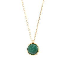 Long, gold-plated necklace with a green pendant from the Malachite collection